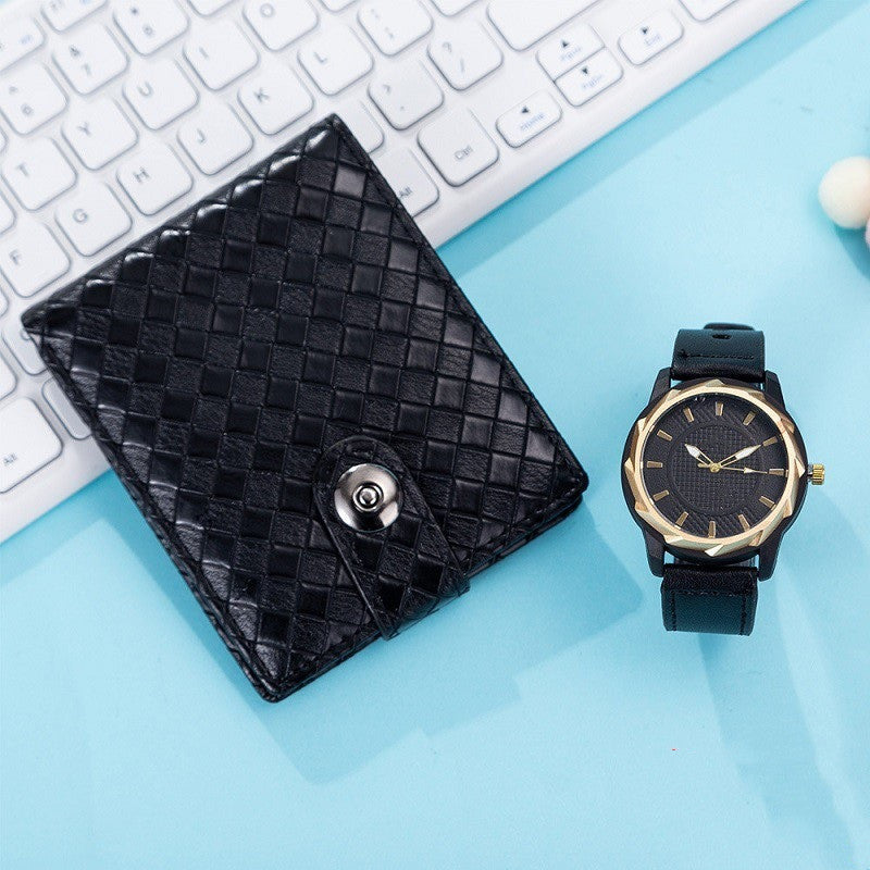 Men's Quartz Watch and Leather Wallet Gift Set