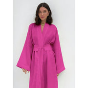 cotton blend long dress with belt, view 5 - MRSLM