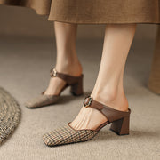 chic buckle mules, view 3 - MRSLM