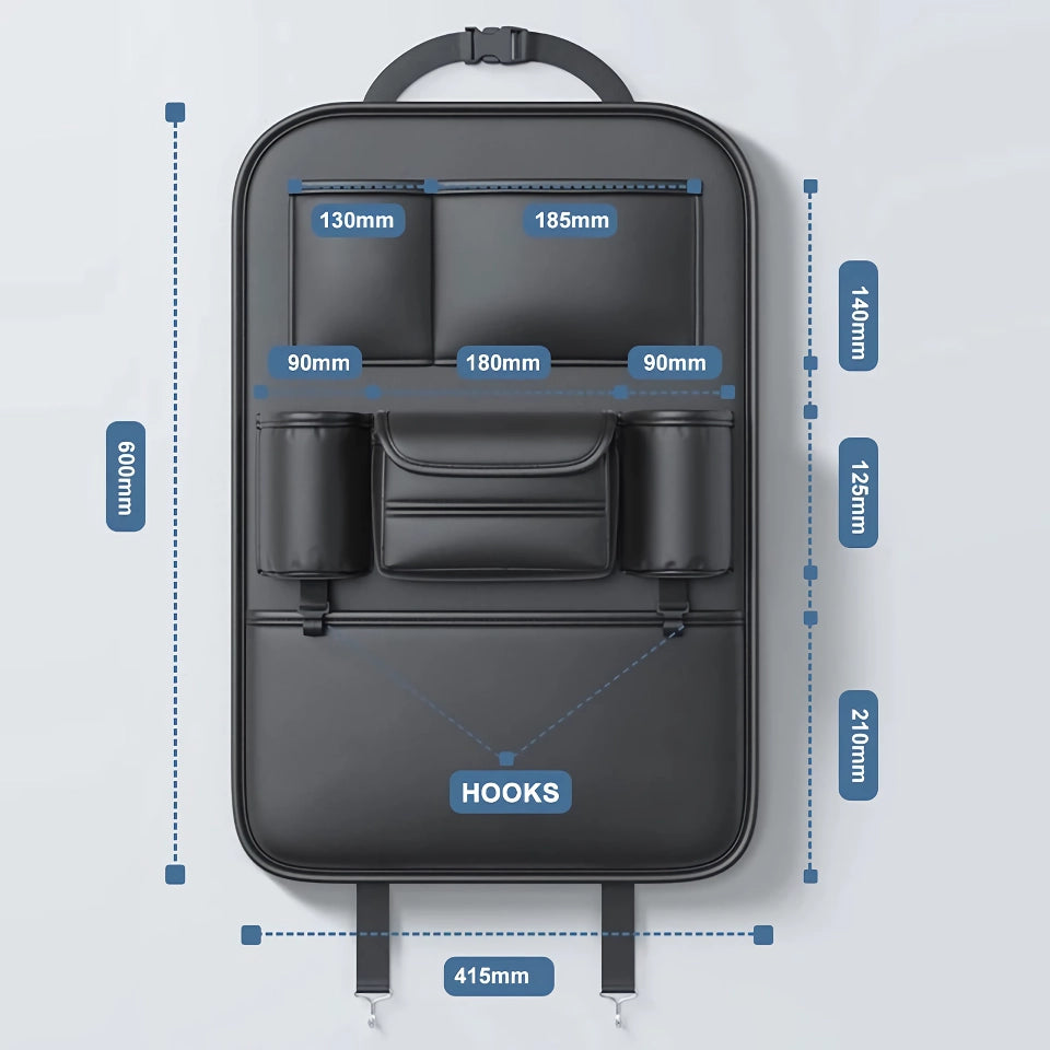 Upgraded 6-Pocket Car Seat Back Storage Bag with Cup & Tissue Holder