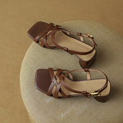 thick heel leather sandals, view 29 - MRSLM