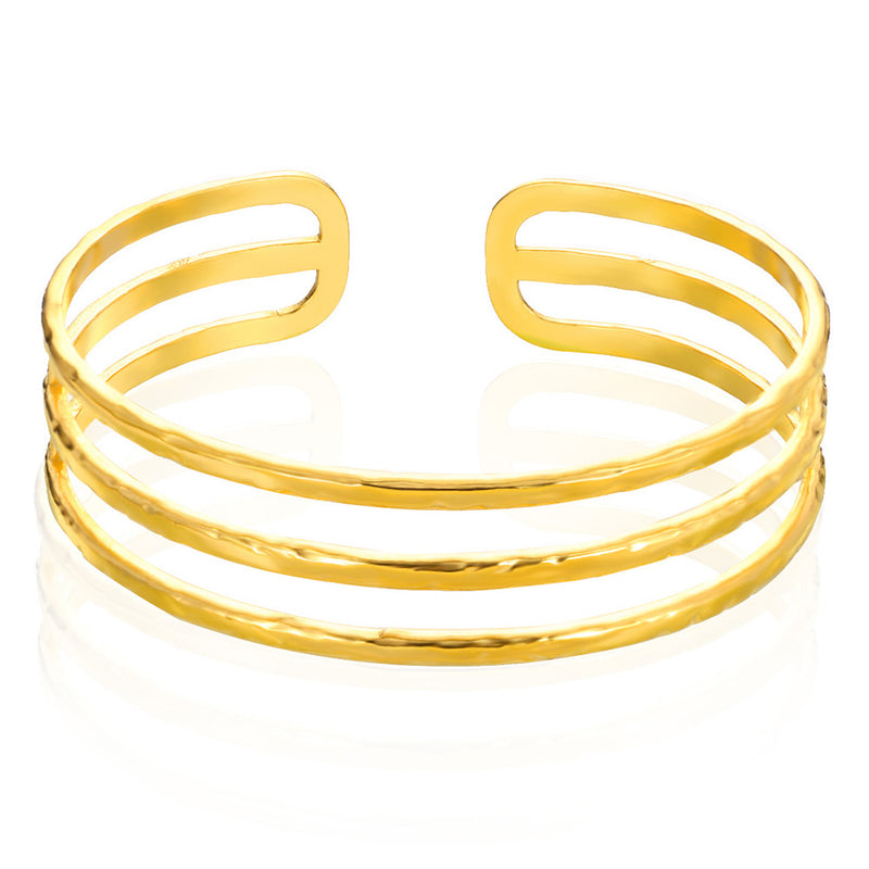 multi-layer gold stainless steel bangle bracelet, view 2 - MRSLM