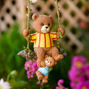 mother and child bear on swing ornament, view 5 - MRSLM