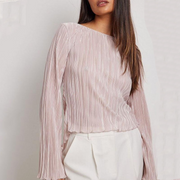 Pink lace-up satin blouse - MRSLM