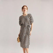 striped silk mid-calf dress - MRSLM