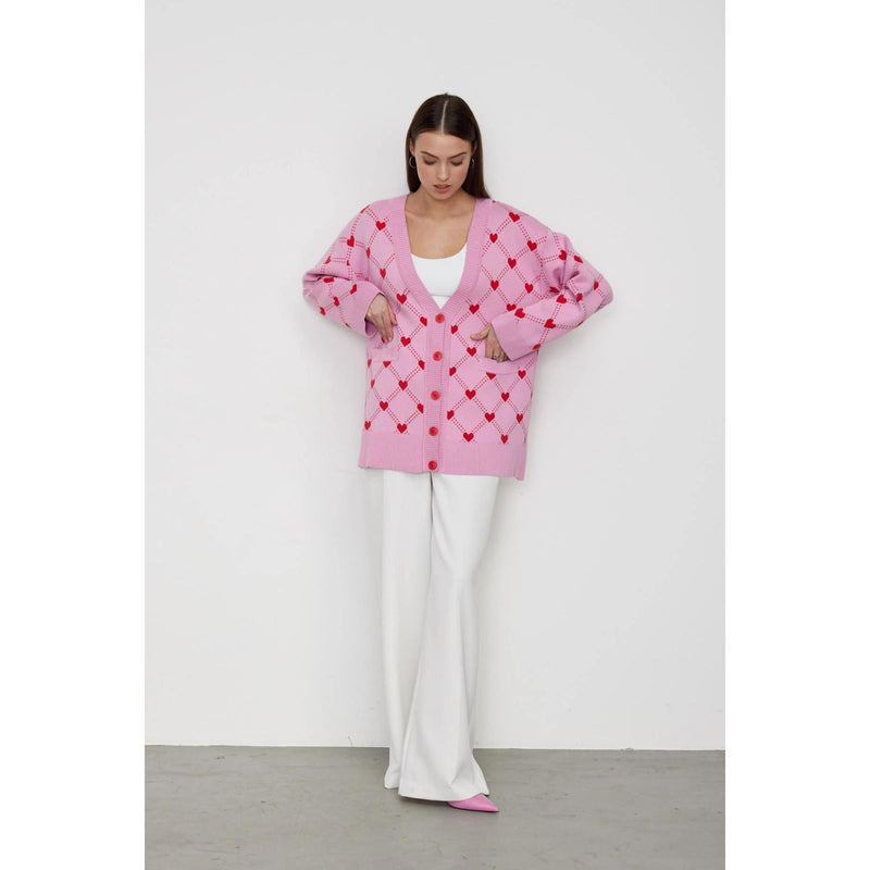 Heart print knitted cardigan, view 4 - MRSLM
