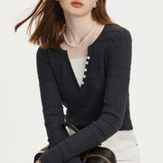 Slim fit knitted sweater, fake two-piece, view 5 - MRSLM