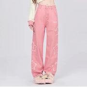 pink wide leg jeans, view 6 - MRSLM
