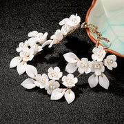 ceramic flower leaf ear clips, view 4 - MRSLM