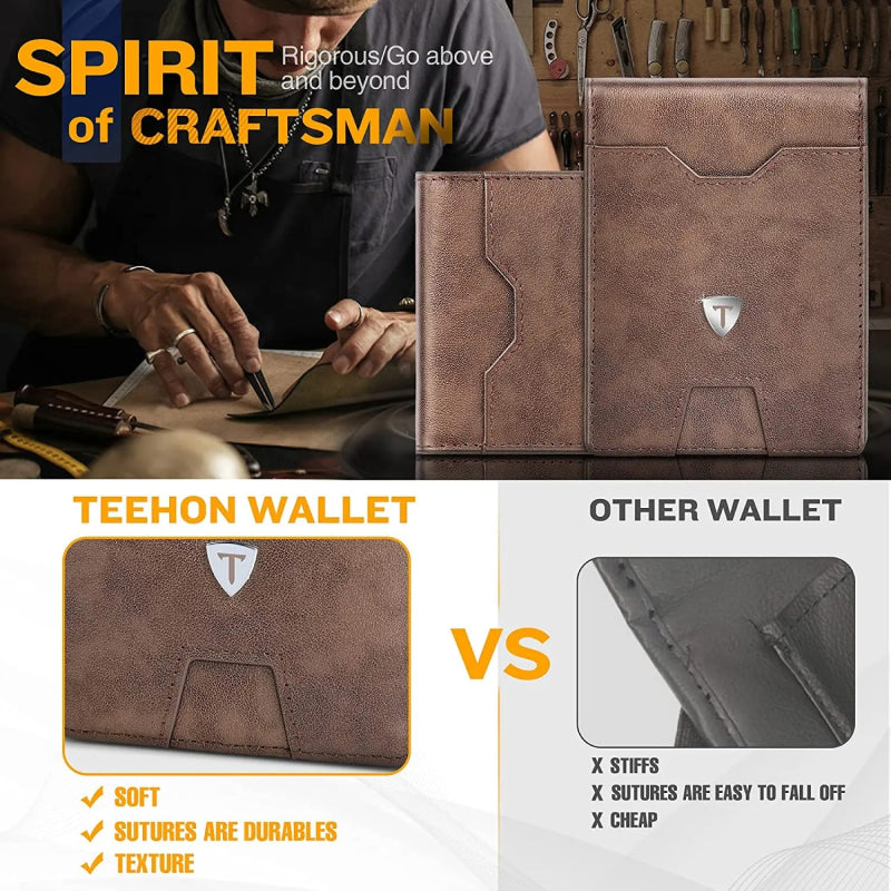 slim bifold leather wallet, view 3 - MRSLM