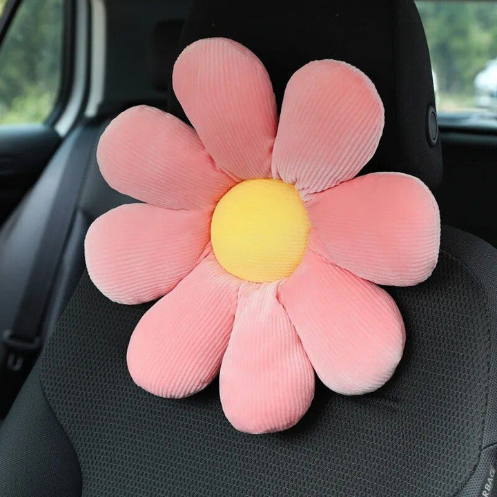 Soft Flower Car Neck & Waist Pillow with Safety Seat Belt Shoulder Pad