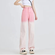 pink gradient wide leg jeans, view 3 - MRSLM