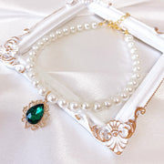 pearl pet collar with rhinestone charm, view 9 - MRSLM