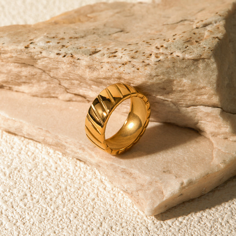 Gold plated hypotenuse pattern closed ring, view 2 - MRSLM