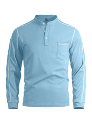 Men's long-sleeve waffle-knit henley shirt, view 8 - MRSLM