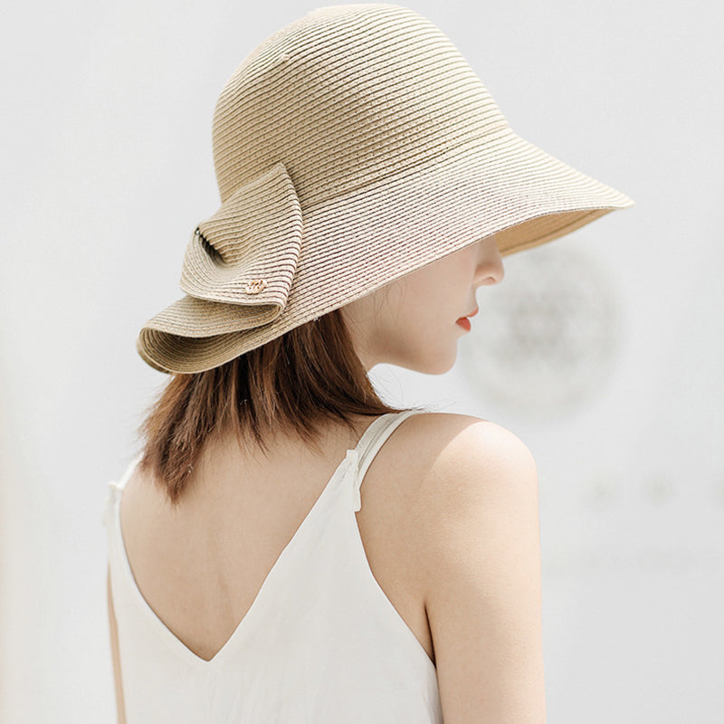 women's collapsible straw sun hat, view 5 - MRSLM