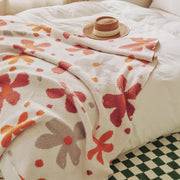 floral knitted knee blanket, view 3 - MRSLM