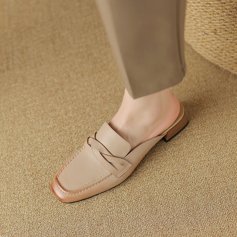 Low heel leather mules, view 5 - MRSLM