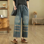 vintage embroidered wide-leg jeans, view 2 - MRSLM