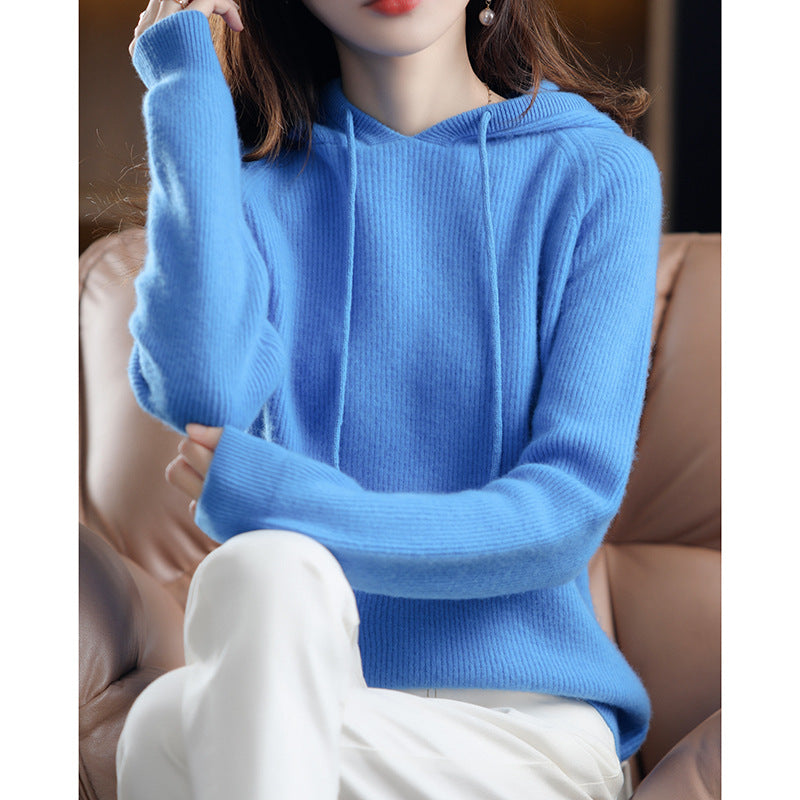 women's short hooded pullover sweater, view 6 - MRSLM