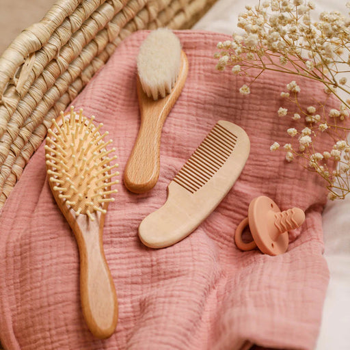 beech wood baby hair brush and massager - MRSLM
