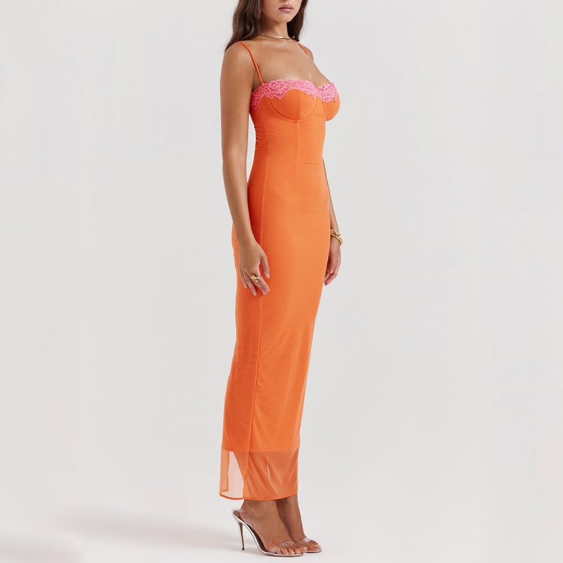 patchwork maxi dress, view 6 - MRSLM