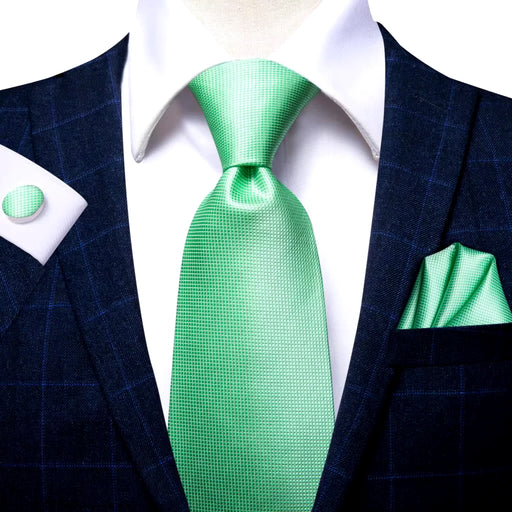 mint green silk tie with handkerchief and cufflinks - MRSLM