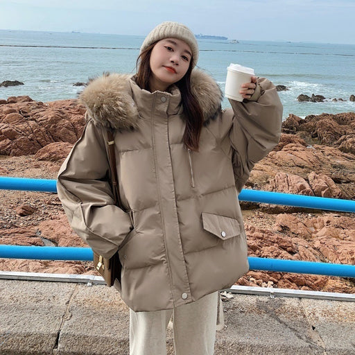 Women's hooded fur collar jacket - MRSLM