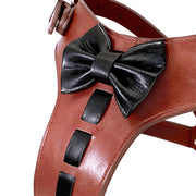 genuine leather dog harness with bowknot, view 5 - MRSLM