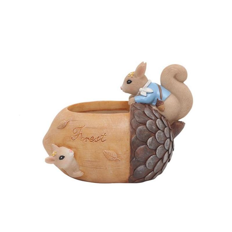 cartoon squirrel succulent flower pot, view 2 - MRSLM
