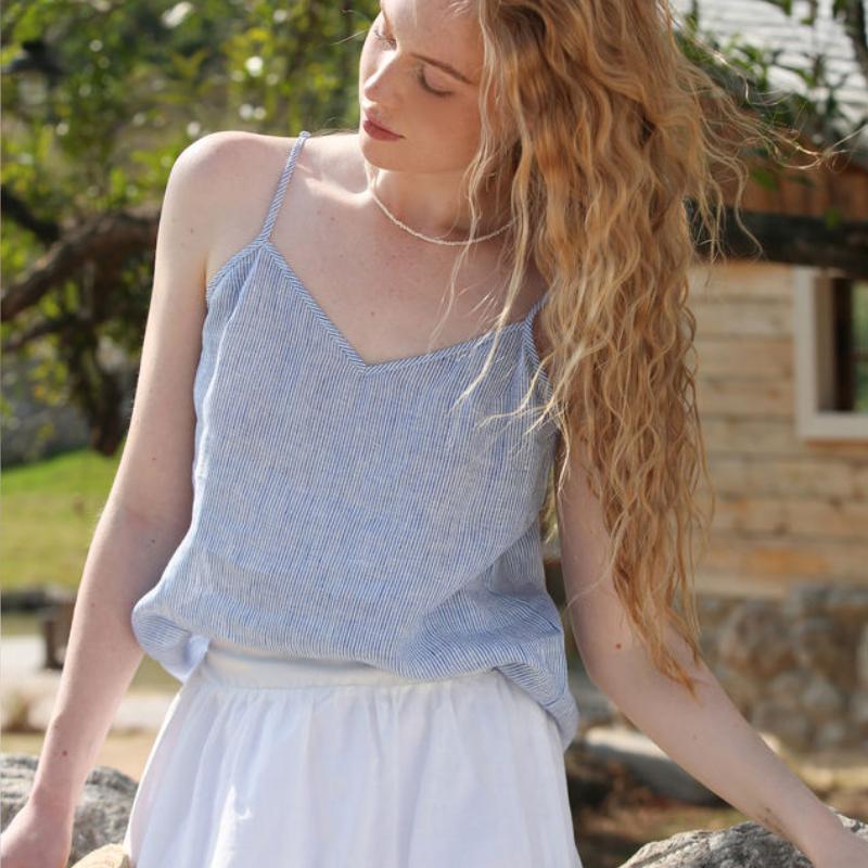 striped linen cami top - MRSLM