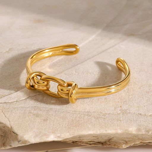 gold stainless steel geometric open cuff bracelet - MRSLM