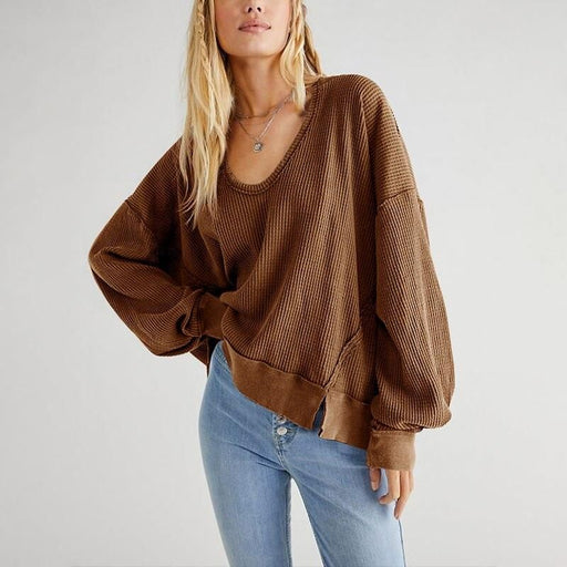 v-neck knitted cotton sweatshirt - MRSLM
