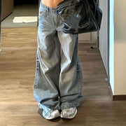 women's washed wide-leg loose jeans - MRSLM