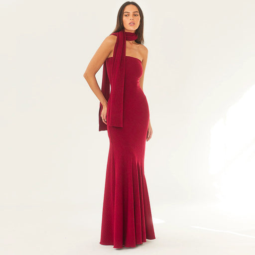long fishtail dress with fitted waist - MRSLM