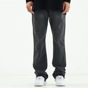 men's micro flared fringe worn jeans, view 6 - MRSLM