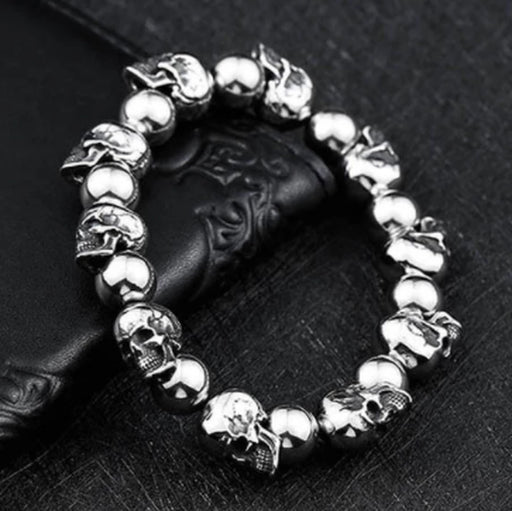 men's titanium steel skull bracelet, view 2 - MRSLM
