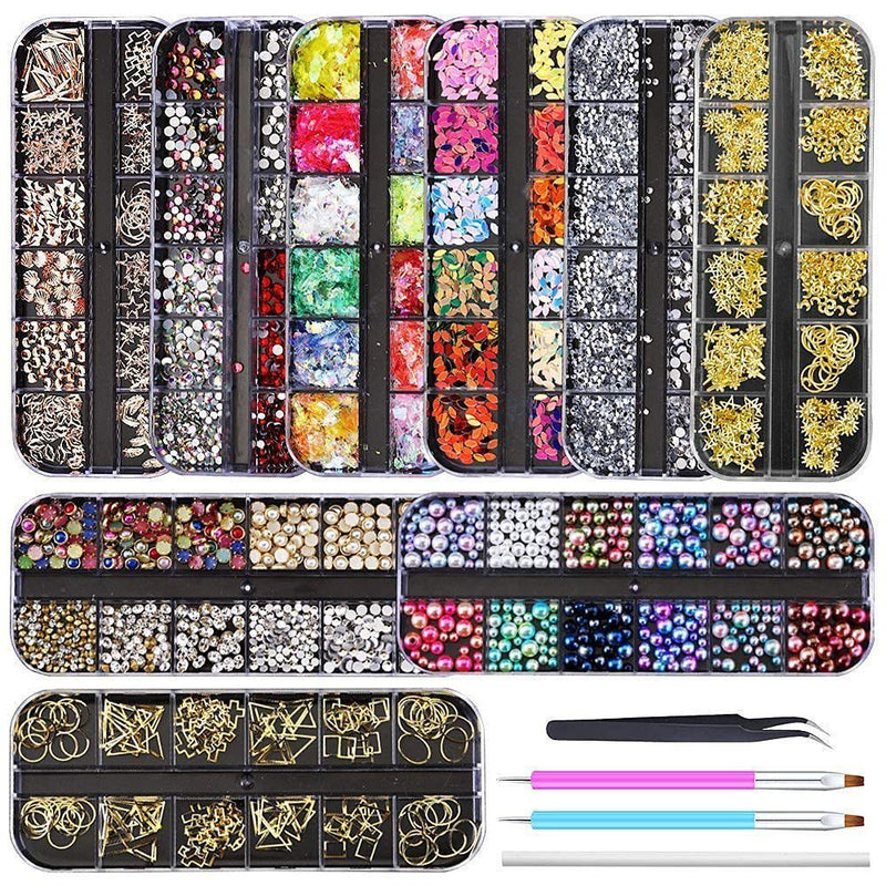 Nail pearl rivet shell jewelry set, view 2 - MRSLM