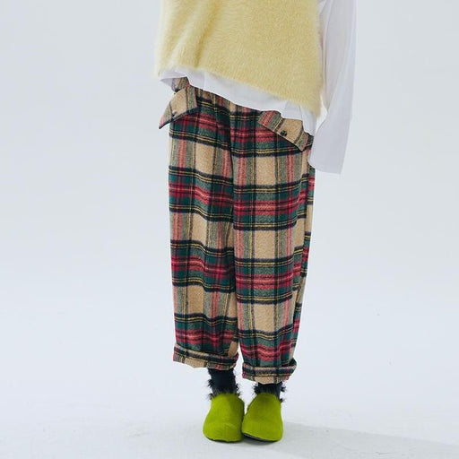 Plaid wool-blend wide leg trousers - MRSLM