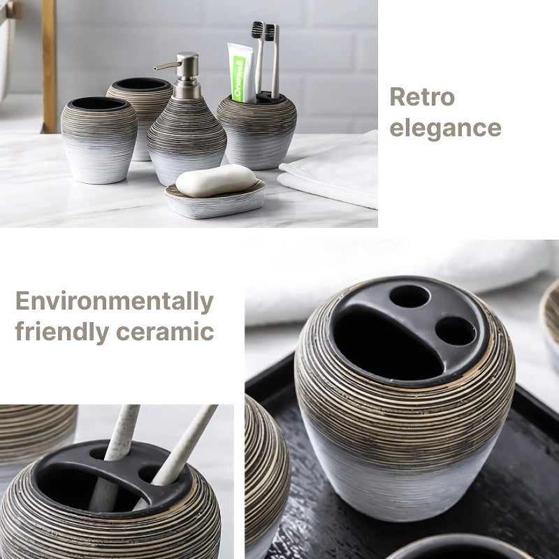 retro ceramic bathroom set, view 5 - MRSLM