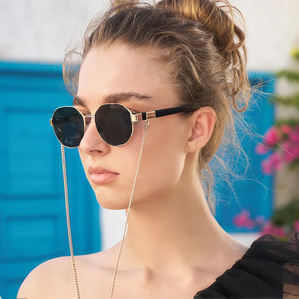 Vintage Octagon Sunglasses with Chain