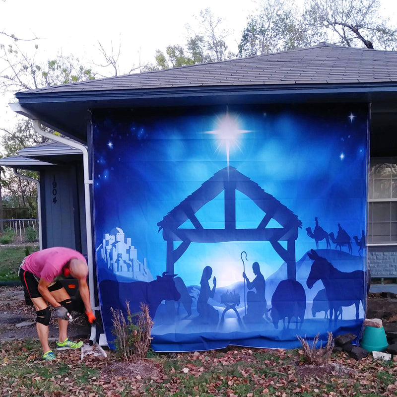 Halloween garage door backdrop hanging cloth, view 3 - MRSLM