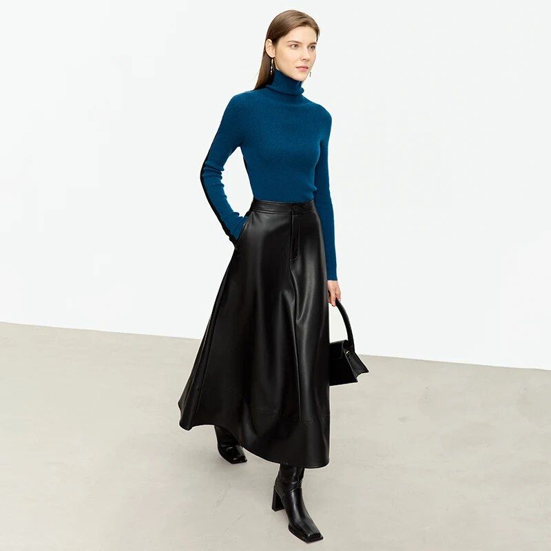 PU leather A-line midi skirt, view 2 - MRSLM