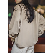 retro velvet cuban collar oversized blouse, view 7 - MRSLM