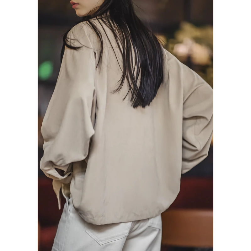 retro velvet cuban collar oversized blouse, view 7 - MRSLM
