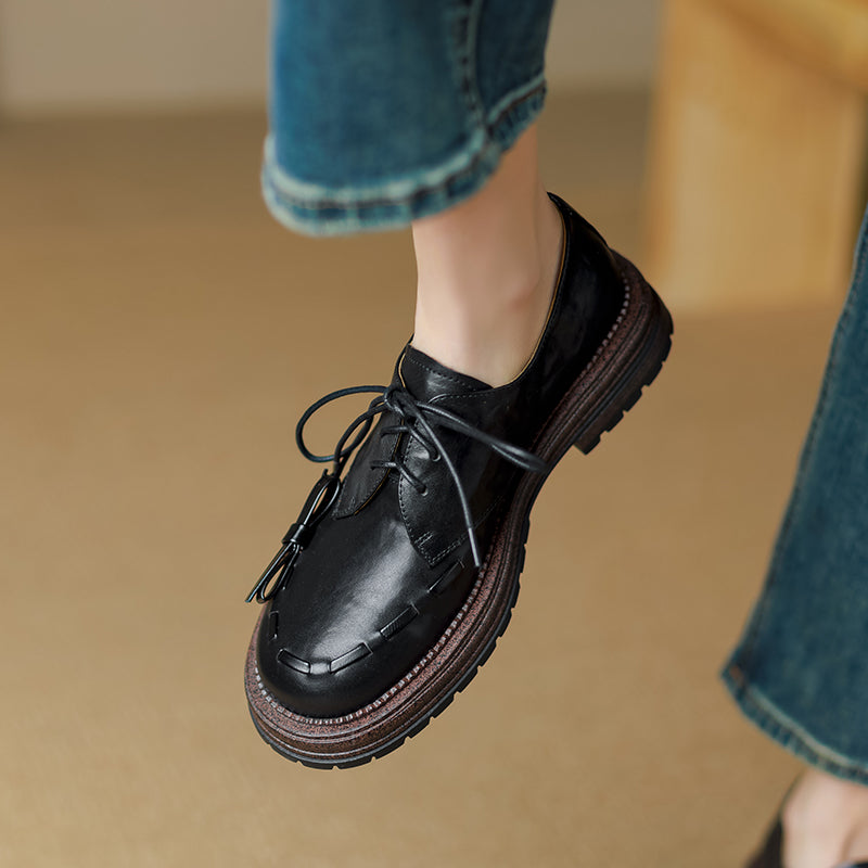women's leather platform shoes, view 7 - MRSLM