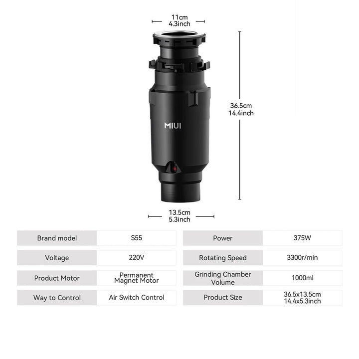 Quiet Power 1/2 HP Continuous Feed Garbage Disposal with Stainless Steel Grind System
