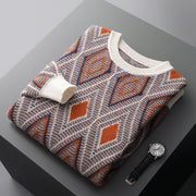 round neck retro rhombus sweater, view 2 - MRSLM