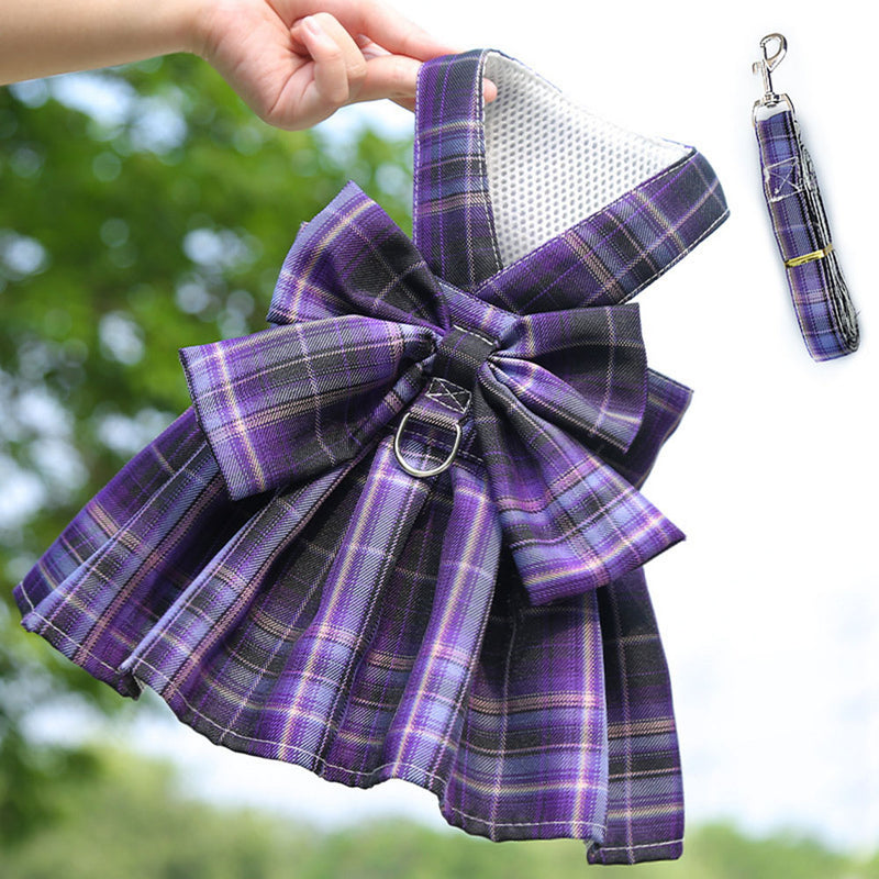 plaid dog dress harness, view 9 - MRSLM