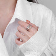 s925 silver beads chain geometric ring, view 5 - MRSLM